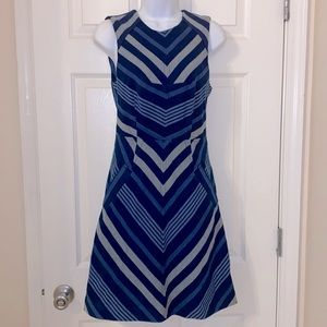 Maeve Anthropologie multi colored blue striped dress size 0